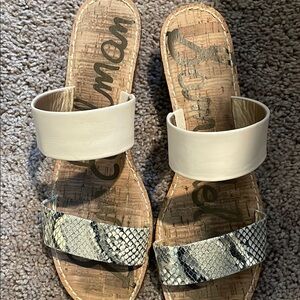 Women's Cream and Snake Print Sandals